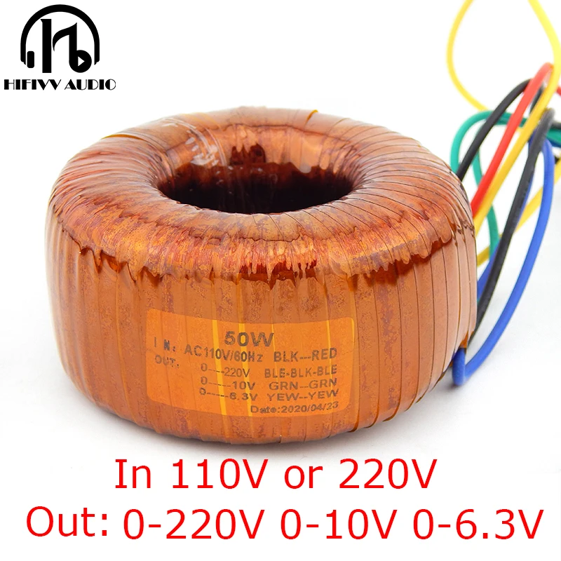 50W circular Core transformer For Audio tube amplifier preamplifier Output 0-220V 0-6.5V 0-10V input 115V or 220V | Электроника