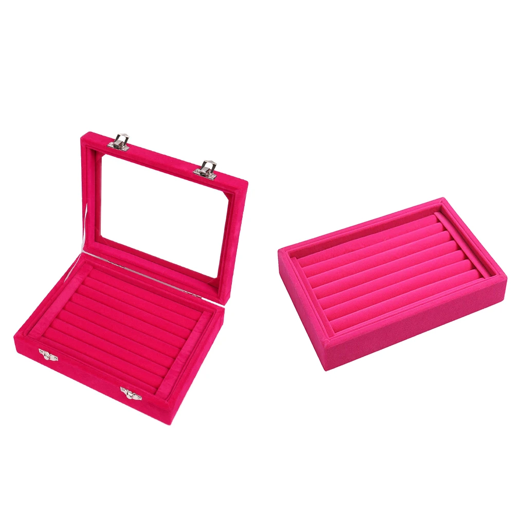 SZanbana 7 Slots Velvet Glass Ring Case Jewelry Display Storage Box Tray Case Holder Earring Organizer Stand Showcase -Hot Pink
SZanbana 7 Slots Velvet Glass Ring Case Jewelry Display Storage Box Tray Case Holder Earring Organizer Stand Showcase -Hot Pink