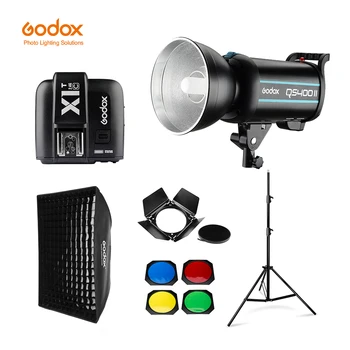 

Godox QS400II 400Ws GN65 Professional Studio Flash Strobe + 2.8m Light Stand + 60x90cm Grid Softbox + Trigger + Barn Door Kit