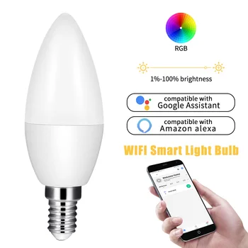 Smart WiFi Candle Bulb E14 Bulb Support Alexa/Google Home Smart Home Voice Control 6W RGB Led Candle Bulb Lights Decoration
Smart WiFi Candle Bulb E14 Bulb Support Alexa/Google Home Smart Home Voice Control 6W RGB Led Candle Bulb Lights Decoration