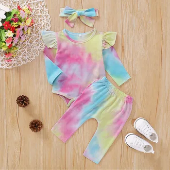 Infant Baby Girls Rainbow Tie-Dyed Romper Bodysuit+Ruffles Pants Outfits Baby's Sets girl clothes baby boy clothes baby clothing
Infant Baby Girls Rainbow Tie-Dyed Romper Bodysuit+Ruffles Pants Outfits Baby's Sets girl clothes baby boy clothes baby clothing