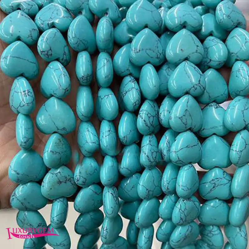 Synthetic Blue Turquoises Stone Spacer Loose Beads14mm Smooth Heart Shape Jewelry Making Accessories 27Pcs a4365
Synthetic Blue Turquoises Stone Spacer Loose Beads14mm Smooth Heart Shape Jewelry Making Accessories 27Pcs a4365