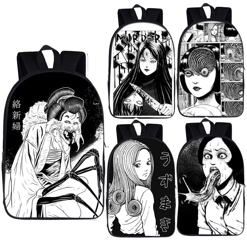 

horror manga backpack Junji Ito women men rucksack Jorogumo / slug girl children school bags for teenager boys girls book bag