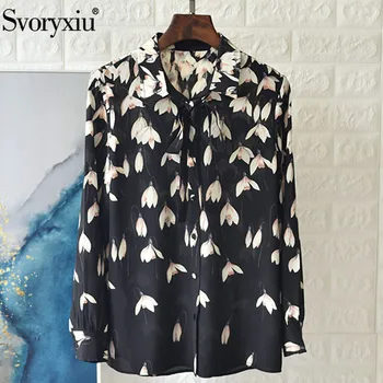 Svoryxiu Designer Silk Magnolia Flower Print Black Blouse Shirt Women's Elegant Office Lady Long Sleeve Loose Tops Shirts
Svoryxiu Designer Silk Magnolia Flower Print Black Blouse Shirt Women's Elegant Office Lady Long Sleeve Loose Tops Shirts