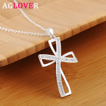 AGLOVER AAA Zircon 925 Sterling Silver Fine Cross Pendant Necklace For Woman Fashion Wedding Jewelry Gift
AGLOVER AAA Zircon 925 Sterling Silver Fine Cross Pendant Necklace For Woman Fashion Wedding Jewelry Gift
