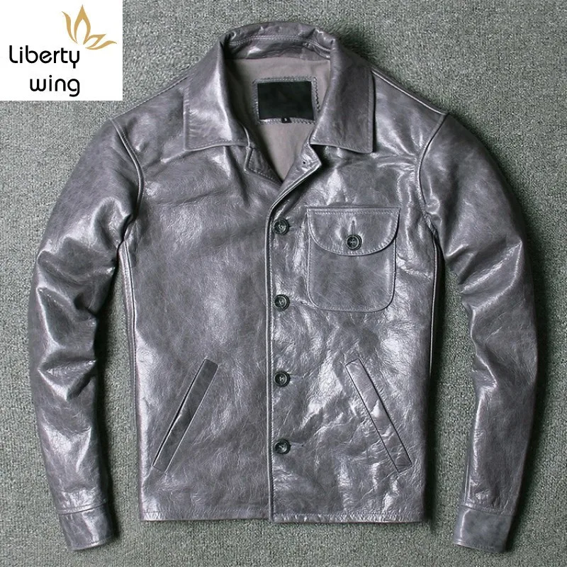 Vintage Men Luxury Cowhide Natural Motorcycle Jacket Retro Pockets Single Breasted Slim Fit Genuine Leather Short Coats
Vintage Men Luxury Cowhide Natural Motorcycle Jacket Retro Pockets Single Breasted Slim Fit Genuine Leather Short Coats