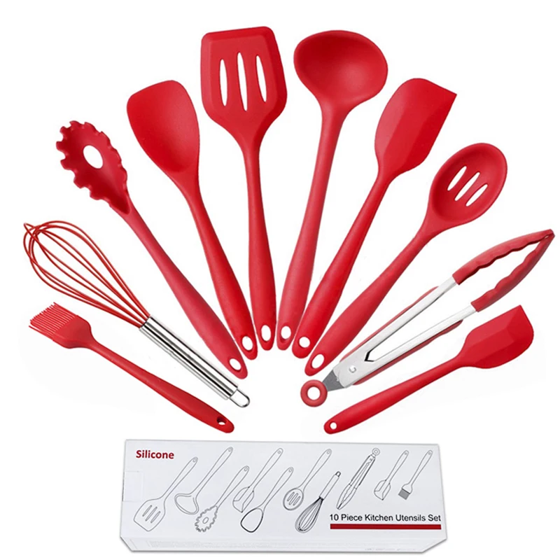 10Pcs Heat Resistant Silicone Cooking Utensils Set Non-stick Spatula Shovel Spoon Egg Beaters Dinnerware Set Cooking Tools
10Pcs Heat Resistant Silicone Cooking Utensils Set Non-stick Spatula Shovel Spoon Egg Beaters Dinnerware Set Cooking Tools