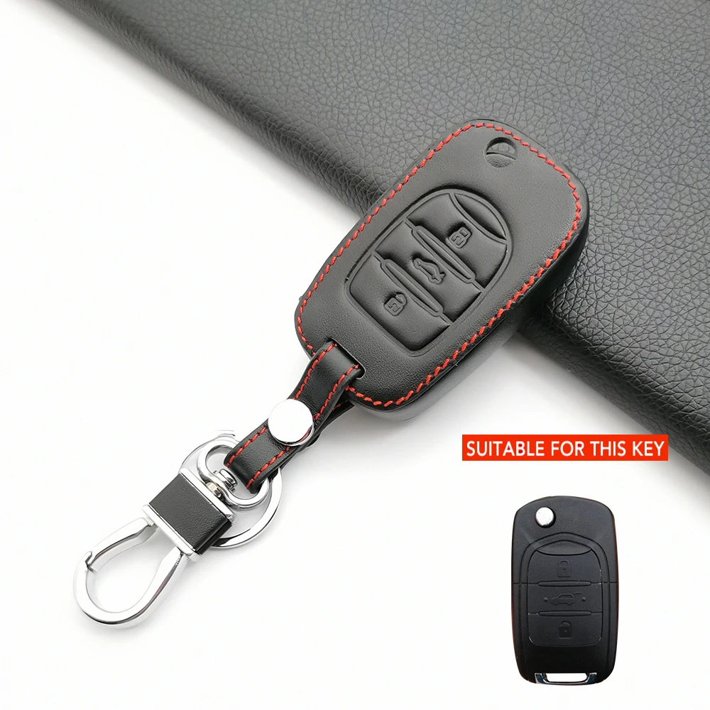 Leather 3 Button Folding Key Cover For Wuling Baojun Case 510 730 560 310 E200 530 All-inclusive Car Accessories Shell | Автомобили и