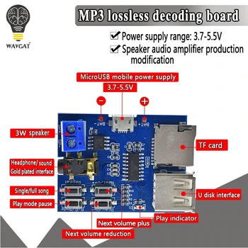 Free Shipping TF card U disk MP3 Format decoder board module amplifier decoding audio Player
Free Shipping TF card U disk MP3 Format decoder board module amplifier decoding audio Player