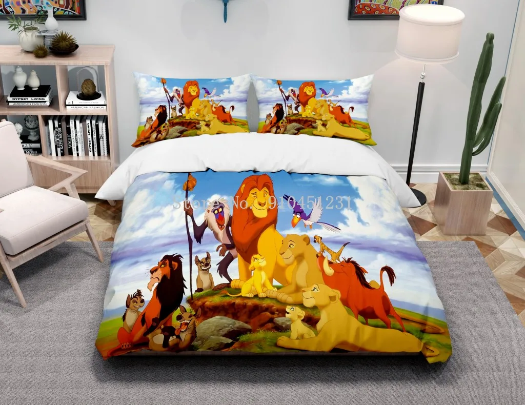 Cartoon Disney Lion King Simba Bedding Set Duvet Covers Pillowcases Bed Comforter Cover Baby Children Adult Boys Gift Bedclothes