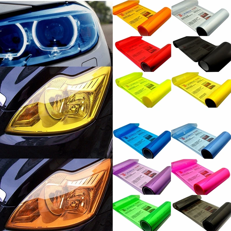 

30cmx1m 12"x40" Auto Car Light Headlight Taillight Tint Vinyl Film Sticker Easy Stick Motorcycle Whole Car Decoration 12 Colors