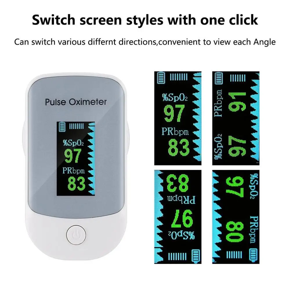 Пульсоксиметр на кончик пальца многофункциональный прибор с OLED экраном для