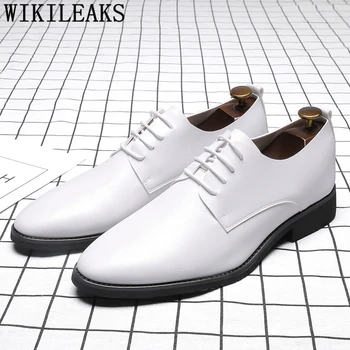 

Wedding Shoes Men Formal White Evening Dress Elevator Shoes For Men Coiffeur Italian Brand Men Dress Shoes Leather Erkek Ayakkab