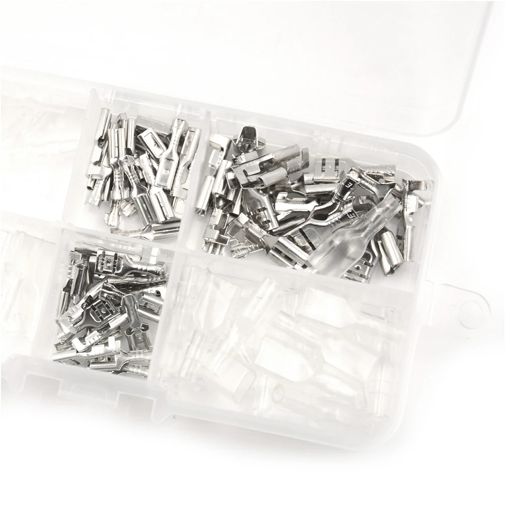 120Pcs Crimp Insulating Terminals Silver Transparent Female Spade Connectors Sleeve Kit 2.8mm 4.8mm 6.3mm
120Pcs Crimp Insulating Terminals Silver Transparent Female Spade Connectors Sleeve Kit 2.8mm 4.8mm 6.3mm