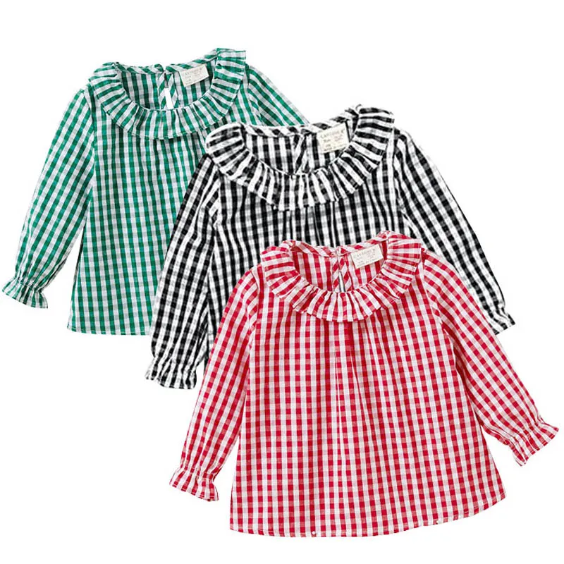 Летняя Весенняя блузка для маленьких девочек хлопковый топ с воротником Питер