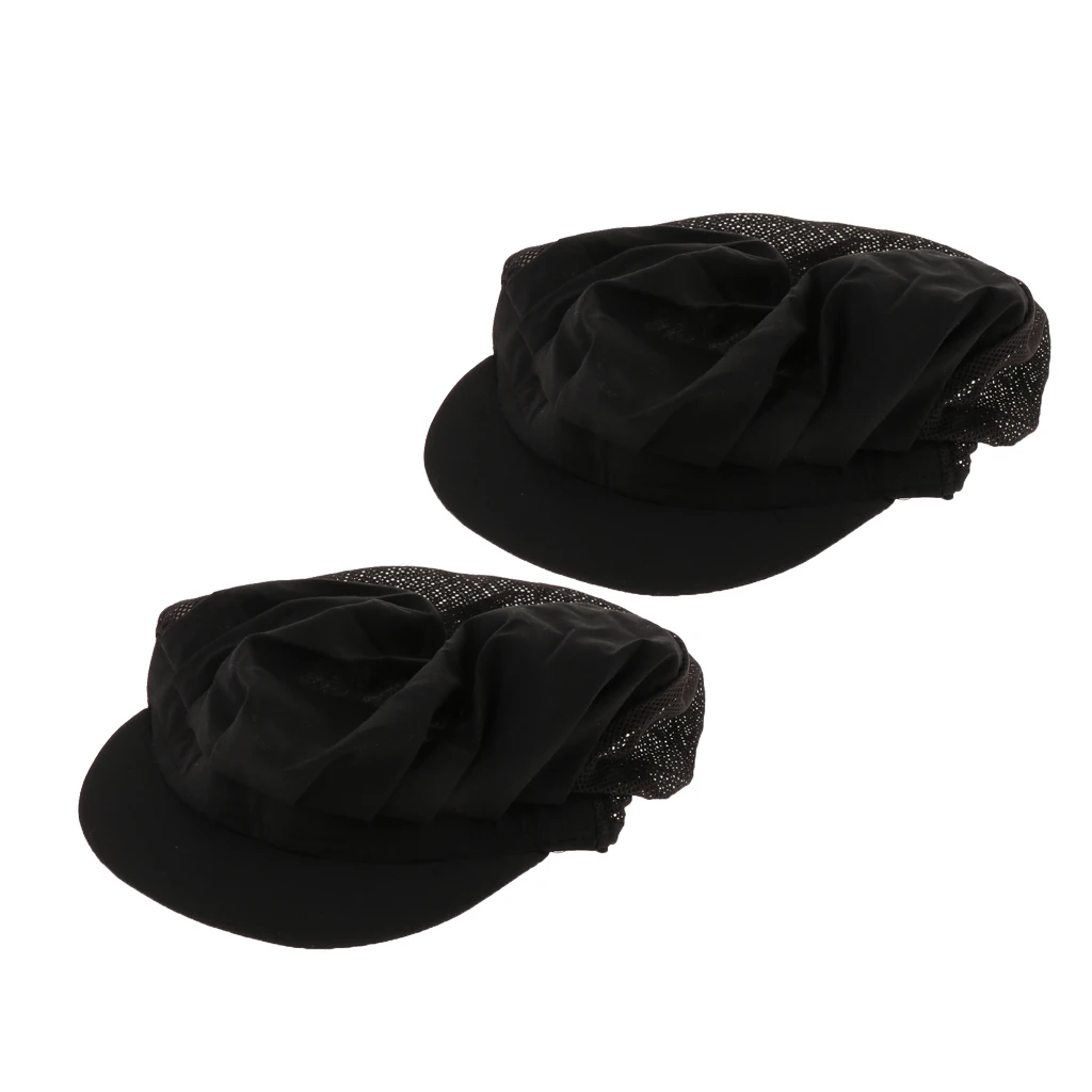 2Pcs Black Half Mesh Men Women Chef Hat Adjustable Cooking Catering Cap Breathable 2Pcs Black Half Mesh Men Women Chef Hat Adjustable Cooking Catering Cap Breathable