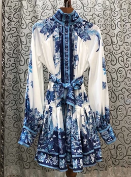 2020 Spring and Summer New Women's Small Collar Color Matching and Printing Tie-Waist Hugging Long-Sleeved Dress 613
2020 Spring and Summer New Women's Small Collar Color Matching and Printing Tie-Waist Hugging Long-Sleeved Dress 613