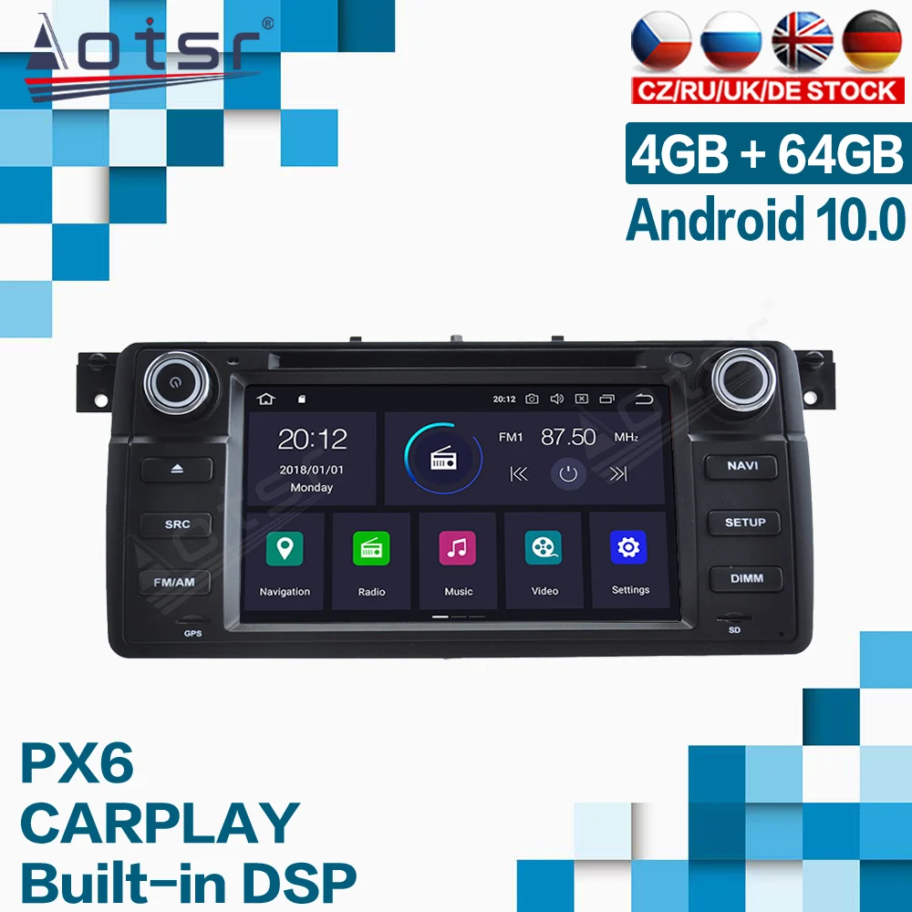 Aostr Android Radio Auto Stereo For BMW Series 3 E46 M3 1998-2006 With Car Multimedia Audio GPS Navigation PX6 GSP BT Head Unit
Aostr Android Radio Auto Stereo For BMW Series 3 E46 M3 1998-2006 With Car Multimedia Audio GPS Navigation PX6 GSP BT Head Unit