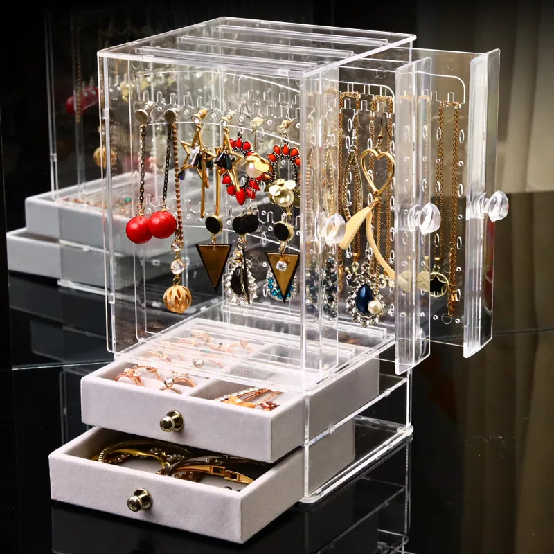 Acrylic Jewelry Box Transparent Earrings Ring Bracelet Finishing Storage Box Dustproof Hanging Jewelry Display Stand Plastic
Acrylic Jewelry Box Transparent Earrings Ring Bracelet Finishing Storage Box Dustproof Hanging Jewelry Display Stand Plastic