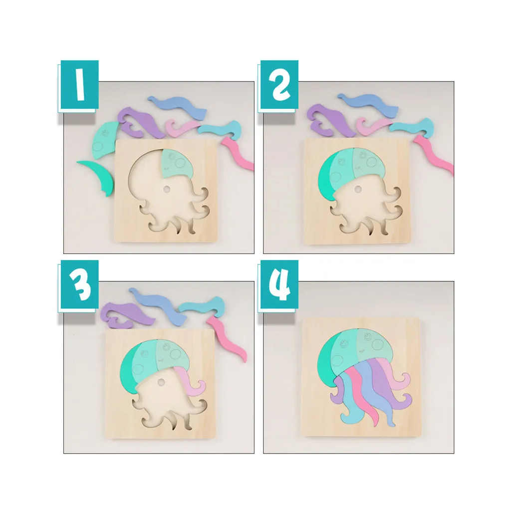 Kids Toy Wood Puzzle Board Cartoon animal Learning Education Interesting Wooden Toys Children