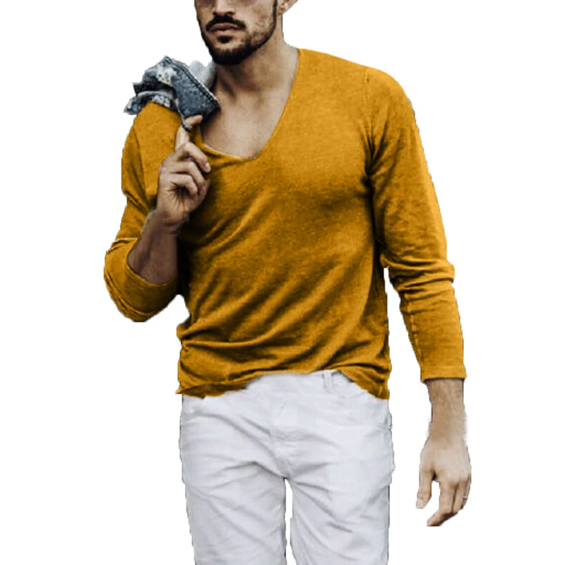 2019 Autumn New Men's Sexy V-Neck Sweaters Pullover Male Solid Color Slim Fit Khaki Yellow Sweater Tops Knitted Pullovers S-2XL
2019 Autumn New Men's Sexy V-Neck Sweaters Pullover Male Solid Color Slim Fit Khaki Yellow Sweater Tops Knitted Pullovers S-2XL