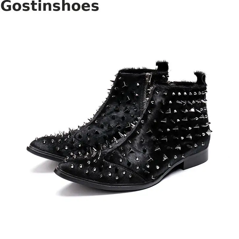 Fashion Black Rivets Men Boots Genuine Leather Men Short Ankle Work Boots Zipper Pointed Toe Spring Autumn Boots Men
Fashion Black Rivets Men Boots Genuine Leather Men Short Ankle Work Boots Zipper Pointed Toe Spring Autumn Boots Men