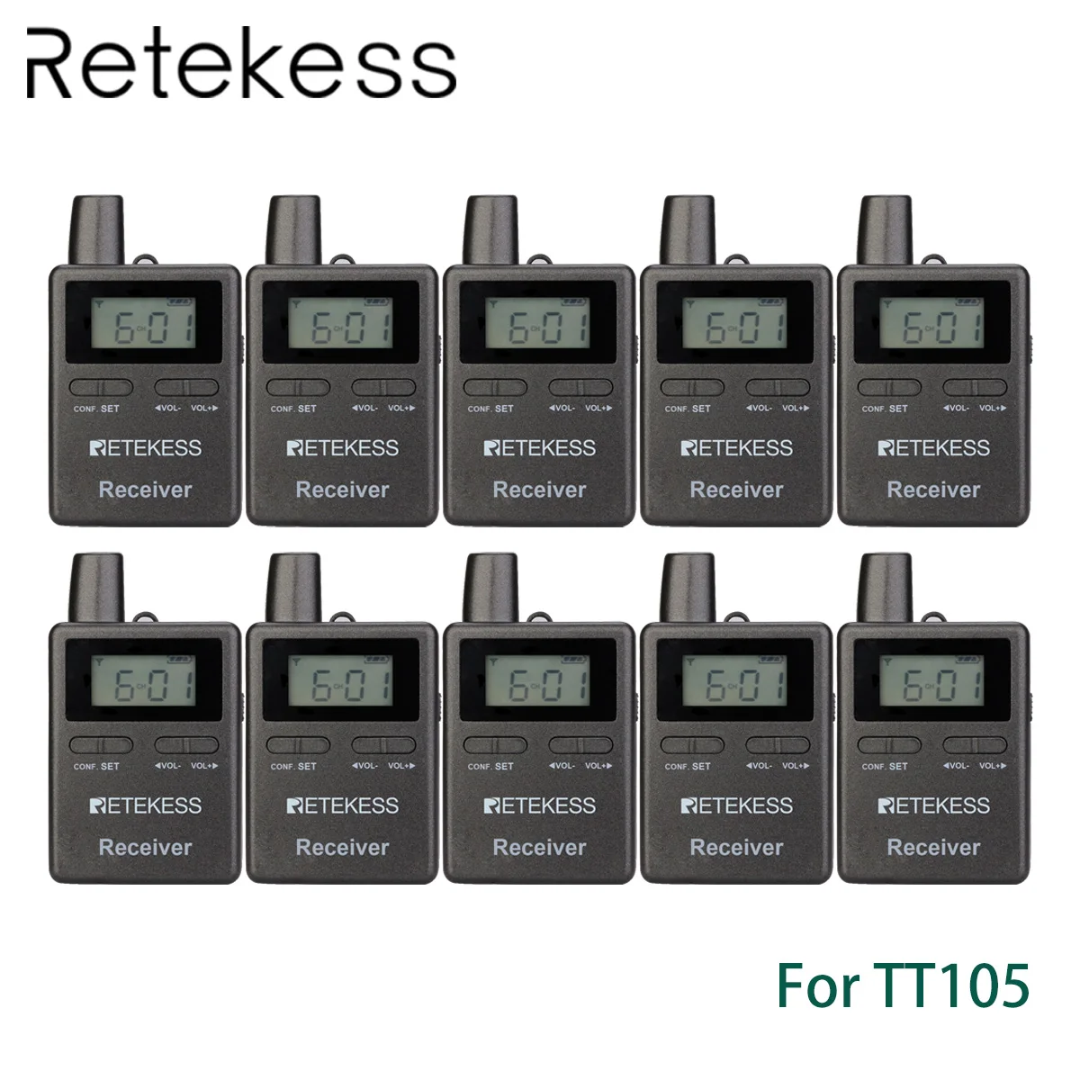 Retekess TT105 10pcs 2.4GHz wireless receiver for Professional Tour Guide System two speakers for Traveling Visit Conference
Retekess TT105 10pcs 2.4GHz wireless receiver for Professional Tour Guide System two speakers for Traveling Visit Conference