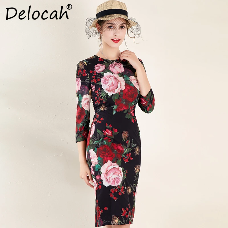 Delocah Autumn Winter Women Dress Runway Fashion Designer Three Quarter Sleeve Flower Printed Vintage Slim Mermaid Ladys Dresses
Delocah Autumn Winter Women Dress Runway Fashion Designer Three Quarter Sleeve Flower Printed Vintage Slim Mermaid Ladys Dresses