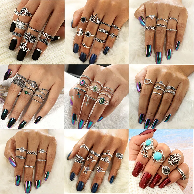 Fashion Bohemian Finger Rings for Women Metal Crystal Flower Leaves Hollow Silver Ring Set Wedding Jewelry Anniversary Gifts
Fashion Bohemian Finger Rings for Women Metal Crystal Flower Leaves Hollow Silver Ring Set Wedding Jewelry Anniversary Gifts