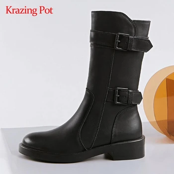 Krazing pot big size motorcycle boots split leather buckle round toe thick med heel zipper coolest punk cozy mid-calf boots L9f6
Krazing pot big size motorcycle boots split leather buckle round toe thick med heel zipper coolest punk cozy mid-calf boots L9f6