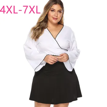 2020 fashion summer plus size tops for women blouse large long sleeve casual lace slim sexy V neck shirt white 4XL 5XL 6XL 7XL 
2020 fashion summer plus size tops for women blouse large long sleeve casual lace slim sexy V neck shirt white 4XL 5XL 6XL 7XL