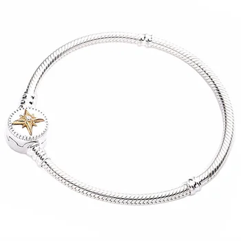 New 925 Sterling Silver Bracelet Shine Eight-pointed Star Clasp Snake Chain Bracelet Bangle Fit Bead Charm Diy Fine Jewelry
New 925 Sterling Silver Bracelet Shine Eight-pointed Star Clasp Snake Chain Bracelet Bangle Fit Bead Charm Diy Fine Jewelry