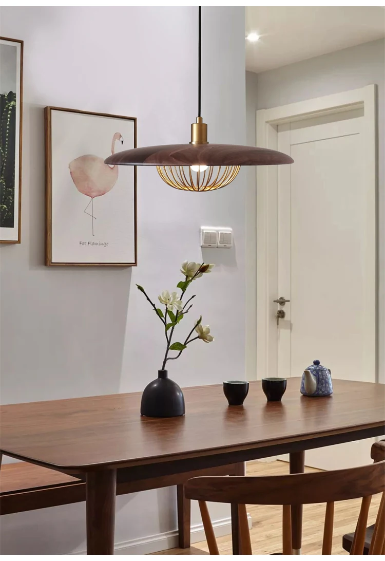 Modern UFO Pendant Light Dining Room Kitchen Restaurant Pendant Lamp Wood Texture Metal Pendant Light Loft Vintage Lights (4)