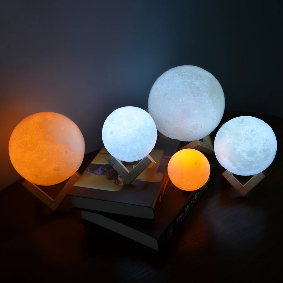 Прямая поставка 3D принт Перезаряжаемые луна светильник светодиодный Ночной
