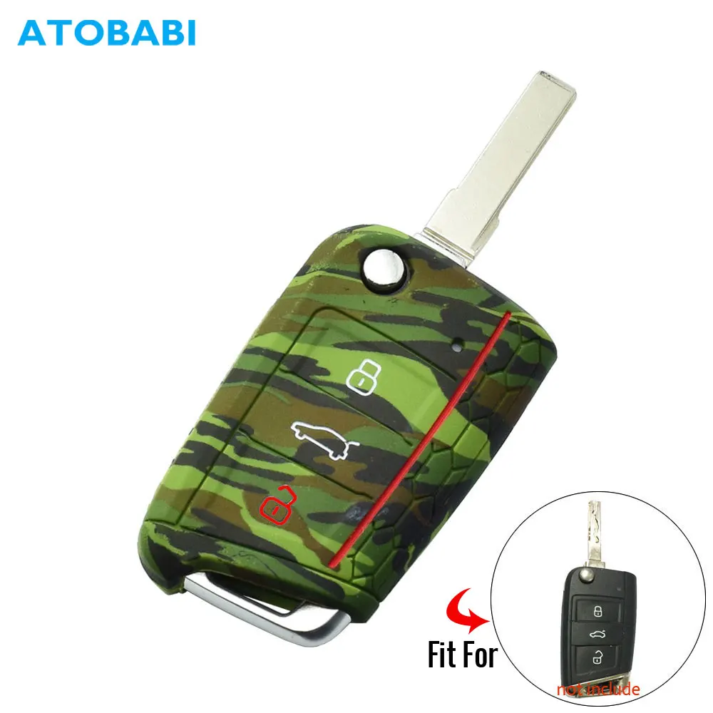 ATOBABI силиконовый чехол для ключей от машины VW Golf 7 Volkswagen MK7 Polo Skada Octiva A7 3 кнопки