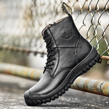 High Ankle Motorcycle Boots Hiking Boots Genuine Leather Men Lace up Youth Martin Boots Plus Size Zipper Sides Male Work Shoes
High Ankle Motorcycle Boots Hiking Boots Genuine Leather Men Lace up Youth Martin Boots Plus Size Zipper Sides Male Work Shoes