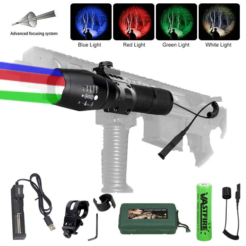 XM-L RGBW 4 in 1 LED Tactical Weapon Light Remote Switch Zoomable Hunting Flashlight Rifle Scope Airsoft Mount Scout Lights Set
XM-L RGBW 4 in 1 LED Tactical Weapon Light Remote Switch Zoomable Hunting Flashlight Rifle Scope Airsoft Mount Scout Lights Set
