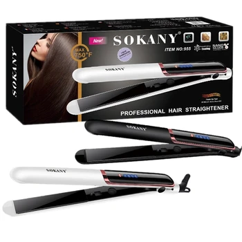 

up to 750℉ smooth ceramic hair straightener professional flat iron straightening hairdressing tool LCD digital reminder 100-240v