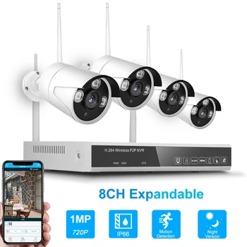8CH Expandable Wireless NVR Kit Security Surveillance System 1MP 720P HD WIFI IP Camera Outdoor IR Night Vision Surveillance
8CH Expandable Wireless NVR Kit Security Surveillance System 1MP 720P HD WIFI IP Camera Outdoor IR Night Vision Surveillance