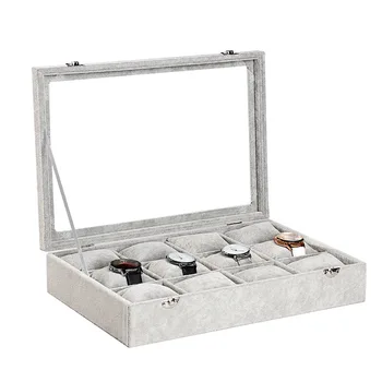 12 Grid spaces Watch Box High Quality gray flannel fabric soft Watch display cases Jewelry bracelet Organizer Storage
12 Grid spaces Watch Box High Quality gray flannel fabric soft Watch display cases Jewelry bracelet Organizer Storage