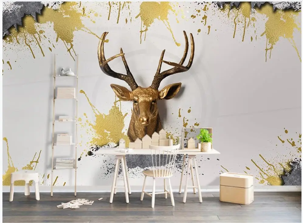 wall paper 3 d custom any size 3d wall mural on the wall European style golden elk head photo wallpaper in the living room
wall paper 3 d custom any size 3d wall mural on the wall European style golden elk head photo wallpaper in the living room