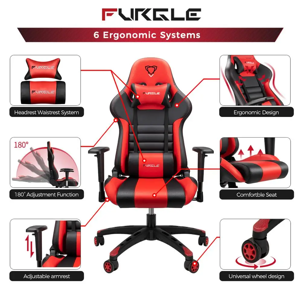 Игровые офисные стулья Furgle вращающееся на 180 градусов компьютерное кресло