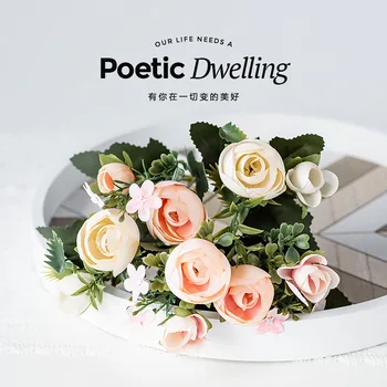 Artificial Bouquet Rose Buds Wedding Ornamental Flower Home Furnishings European-Style Flower Artificial Flower 
Artificial Bouquet Rose Buds Wedding Ornamental Flower Home Furnishings European-Style Flower Artificial Flower