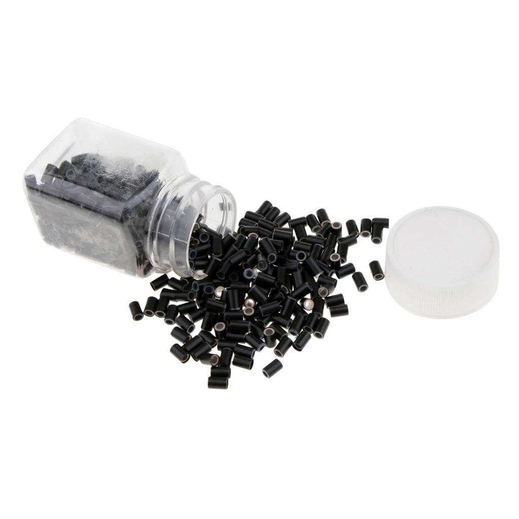 1 Bottle/Set 500PCS Silicone Micro Link Rings 3mm Lined Beads for Hair Extensions Tool 1 Bottle/Set 500PCS Silicone Micro Link Rings 3mm Lined Beads for Hair Extensions Tool