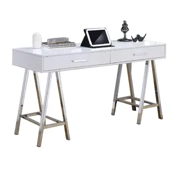 Light Luxury Style Desktop Computer Desk Simple Modern Home Study White Highlights & Chrome Office Desk Writing Desk 
Light Luxury Style Desktop Computer Desk Simple Modern Home Study White Highlights & Chrome Office Desk Writing Desk