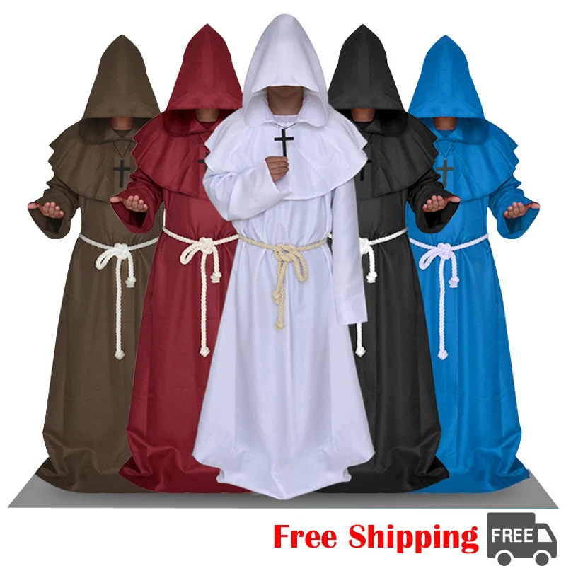 Halloween Medieval Knight Templar Monk Church Clergy Pastor Costume Cosplay Priest Hooded Cowl Gown Robe Cape Christian Cloak
Halloween Medieval Knight Templar Monk Church Clergy Pastor Costume Cosplay Priest Hooded Cowl Gown Robe Cape Christian Cloak