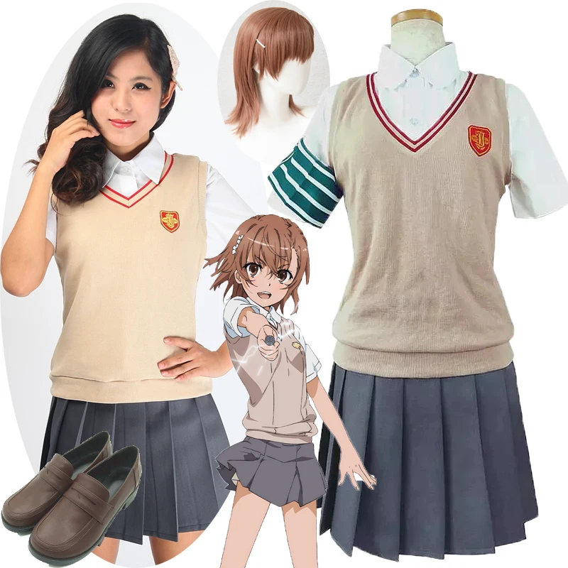 Anime Cosplay Costumes Toaru Kagaku no Railgun Misaka Mikoto Shirai Kuroko School Uniform Sweater Shirt Skirt Outfit Wigs shoes
Anime Cosplay Costumes Toaru Kagaku no Railgun Misaka Mikoto Shirai Kuroko School Uniform Sweater Shirt Skirt Outfit Wigs shoes