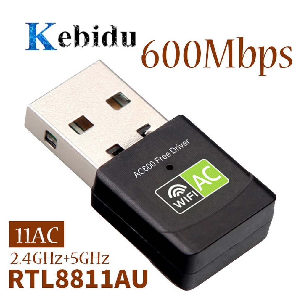 KEBIDU 600Mbps USB WiFi Adapter Network Card Dual Band 5GHz /2.4GHz USB Lan Ethernet RTL8811 Wireless Receiver Adapter For PC
KEBIDU 600Mbps USB WiFi Adapter Network Card Dual Band 5GHz /2.4GHz USB Lan Ethernet RTL8811 Wireless Receiver Adapter For PC