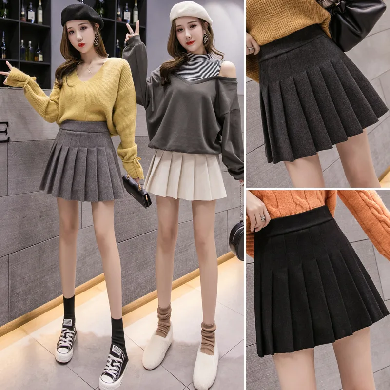 Autumn And Winter College Style Pleated Skirt Slimming A- line Skirt Elasticity High-waisted Short Skirt Women's Woolen Skirt Wo
Autumn And Winter College Style Pleated Skirt Slimming A- line Skirt Elasticity High-waisted Short Skirt Women's Woolen Skirt Wo