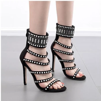 New Europe and America hot drill high-heeled sandals fashion punk sandals.
New Europe and America hot drill high-heeled sandals fashion punk sandals.